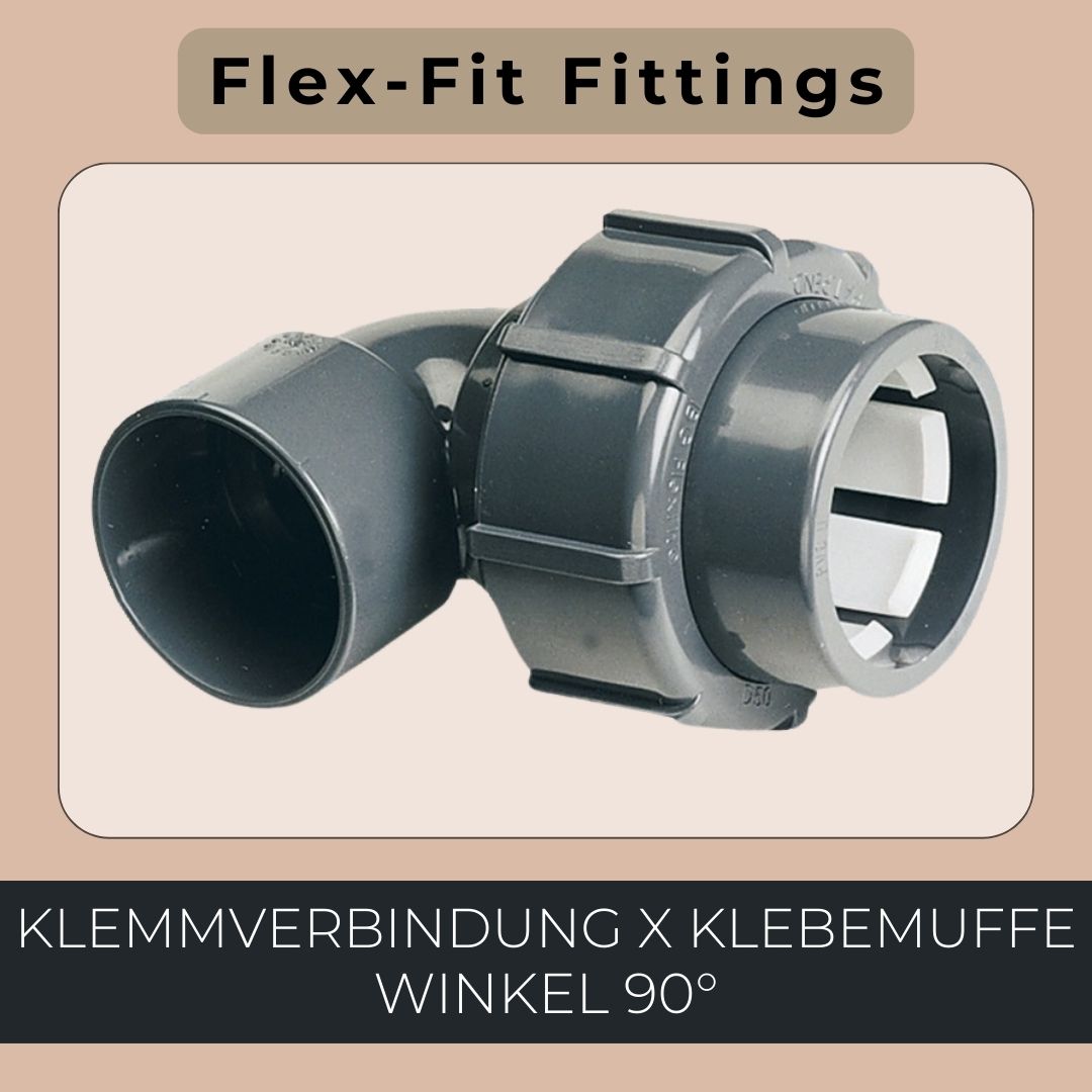 Flex-Fit Winkel 90&deg; Klemmverbindung x Klebemuffe
