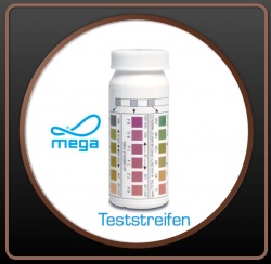 MegaPool Teststreifen für Chlor, pH-Werte + alkalische Beschaffenheit.