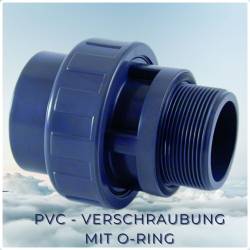 PVC-U Verschraubung, Klebemuffe x Außengewinde mit O-Ring