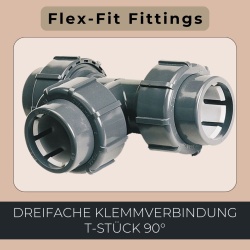 Flex Fit T-Stück 90° dreifache Klemmverbindung