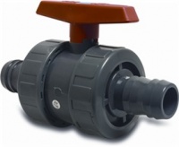 PVC Kugelhahn mit beidseitiger Schlauchtülle 38mm