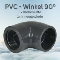 PVC-Winkel 90° Anschlüsse: 1x Klebemuffe, 1x Innengewinde