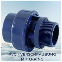 PVC-U Verschraubung, Klebemuffe x Außengewinde mit O-Ring